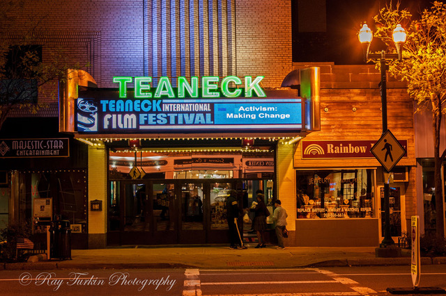 Theatre Marquee displaying Teaneck International Film Festival