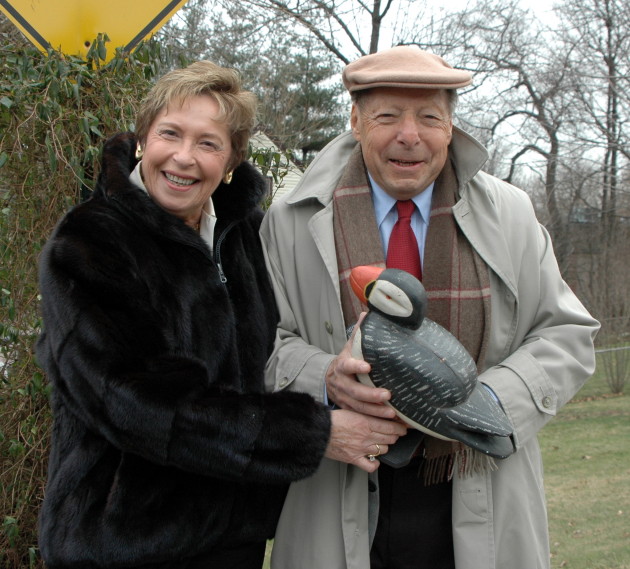 Puffin Foundation, Ltd. Executive Director Gladys Miller-Rosenstein and President Perry Rosenstein during renaming of E. Oakdene Ave. to Puffin Way by the Town Council of Teaneck