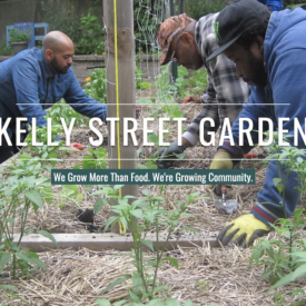 A group of Black men of various ages working in the Kelly Street Garden