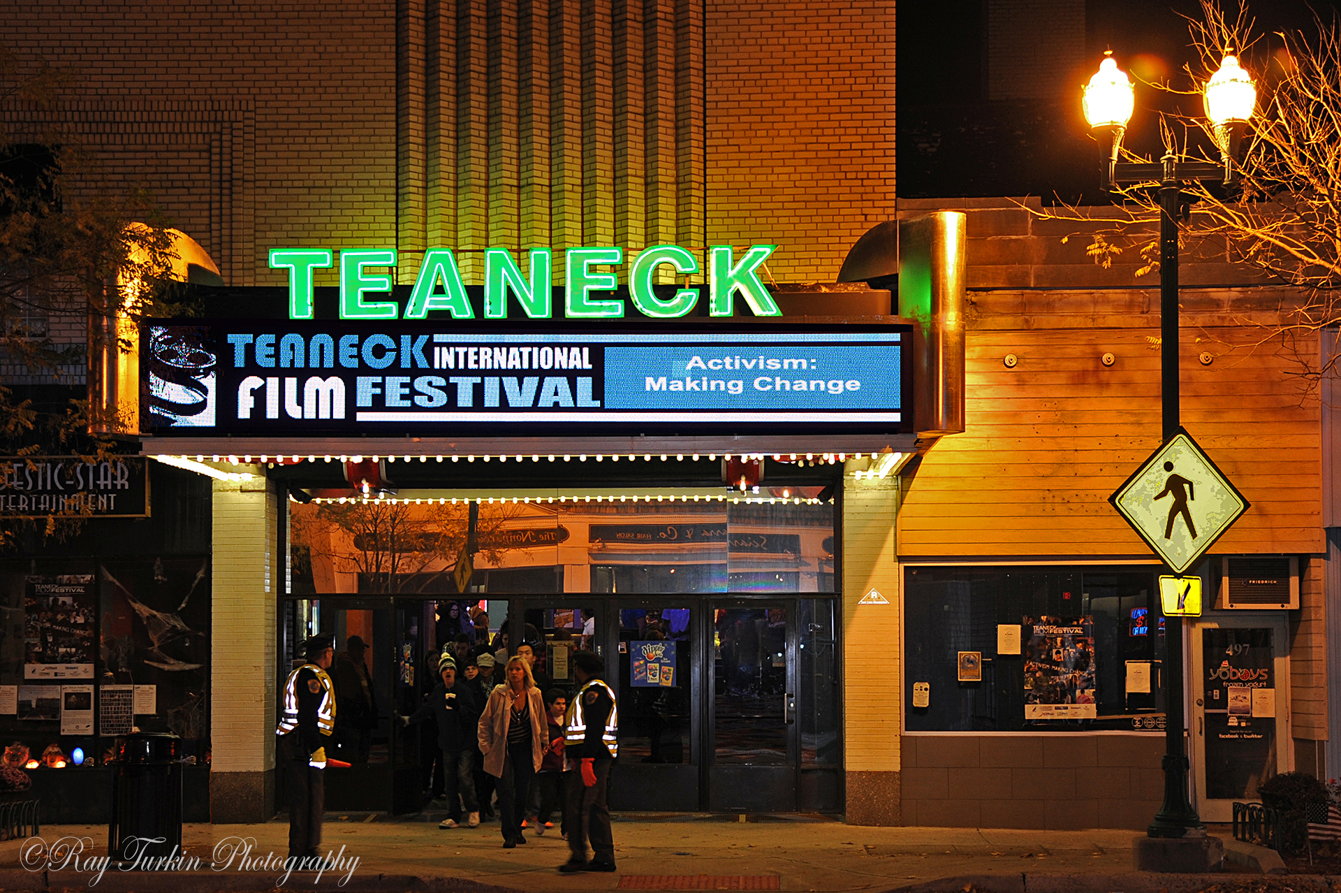 a view of the teaneck cinema marquee styled for tiff